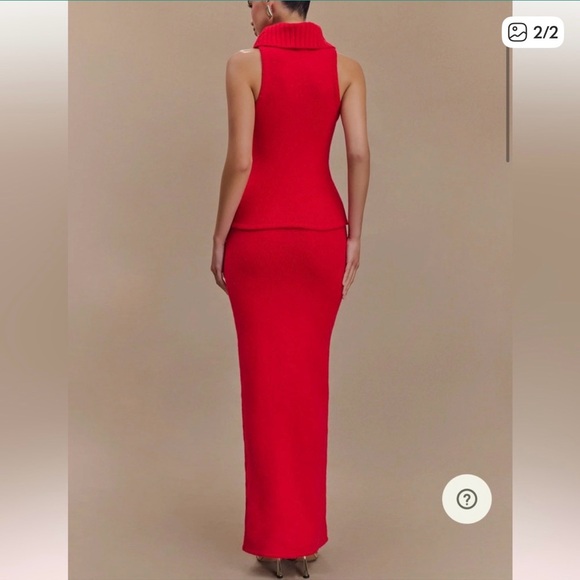 Meshki Elise Knit Red Maxi Skirt - Picture 2 of 2